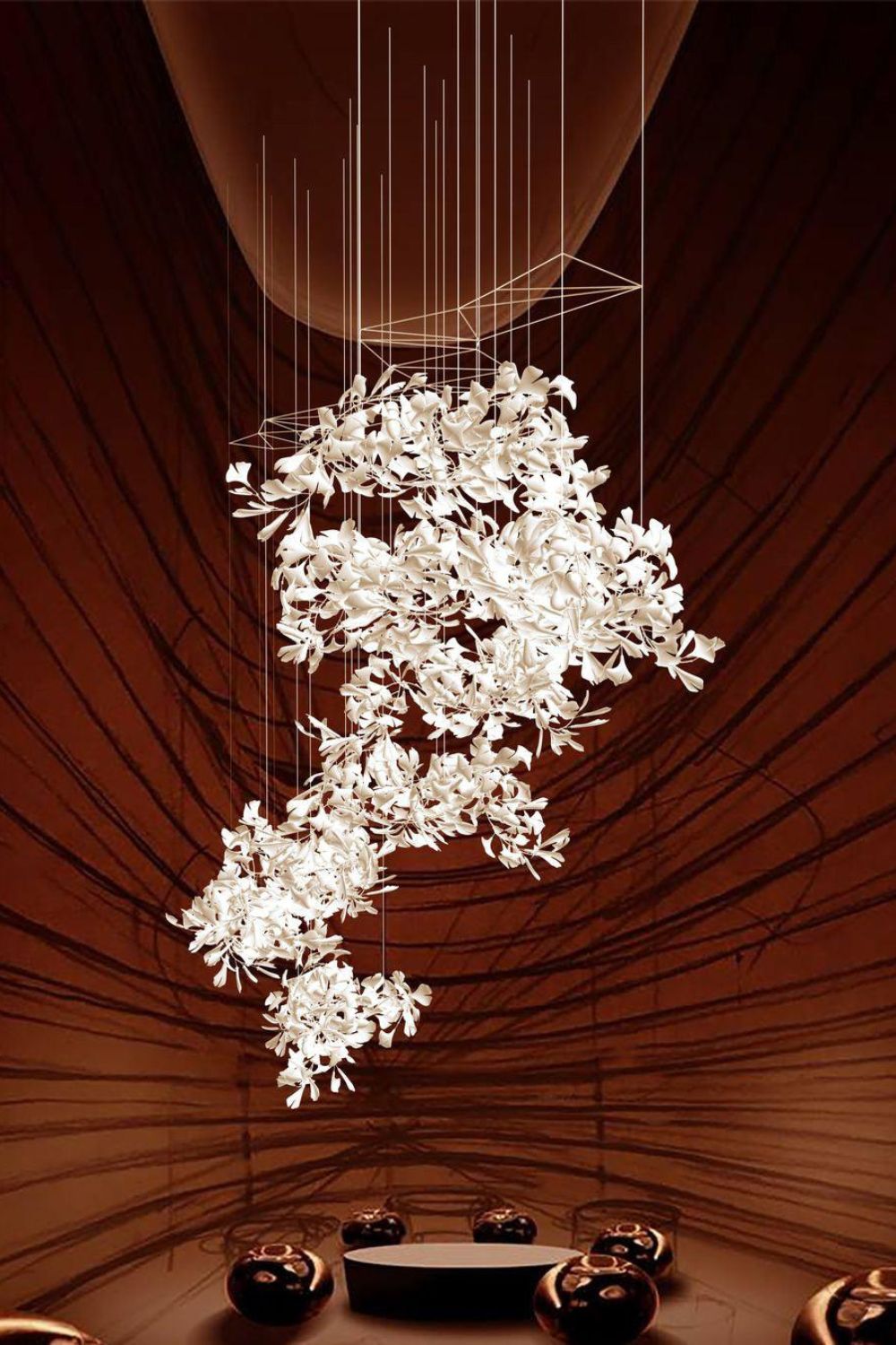 Cermaic Leaf Gingko Chandelier F
