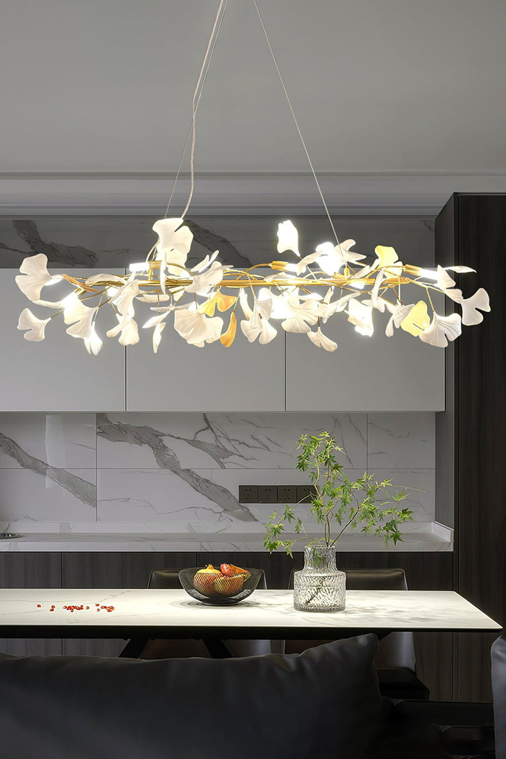 Cermaic Leaf Gingko Chandelier M