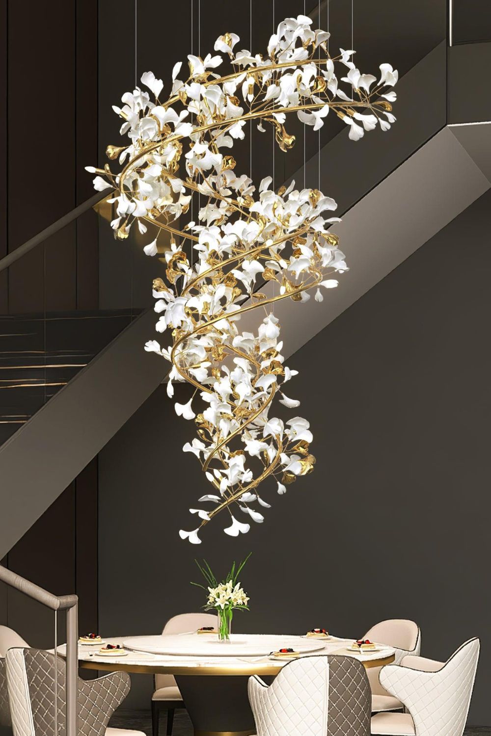 Cermaic Leaf Gingko Chandelier Q