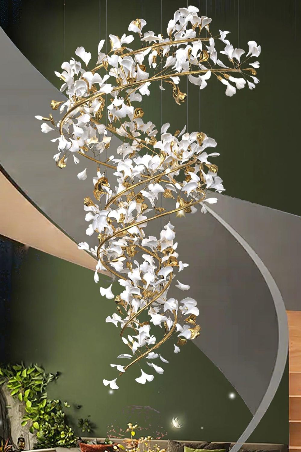 Cermaic Leaf Gingko Chandelier Q