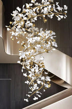 Cermaic Leaf Gingko Chandelier Q