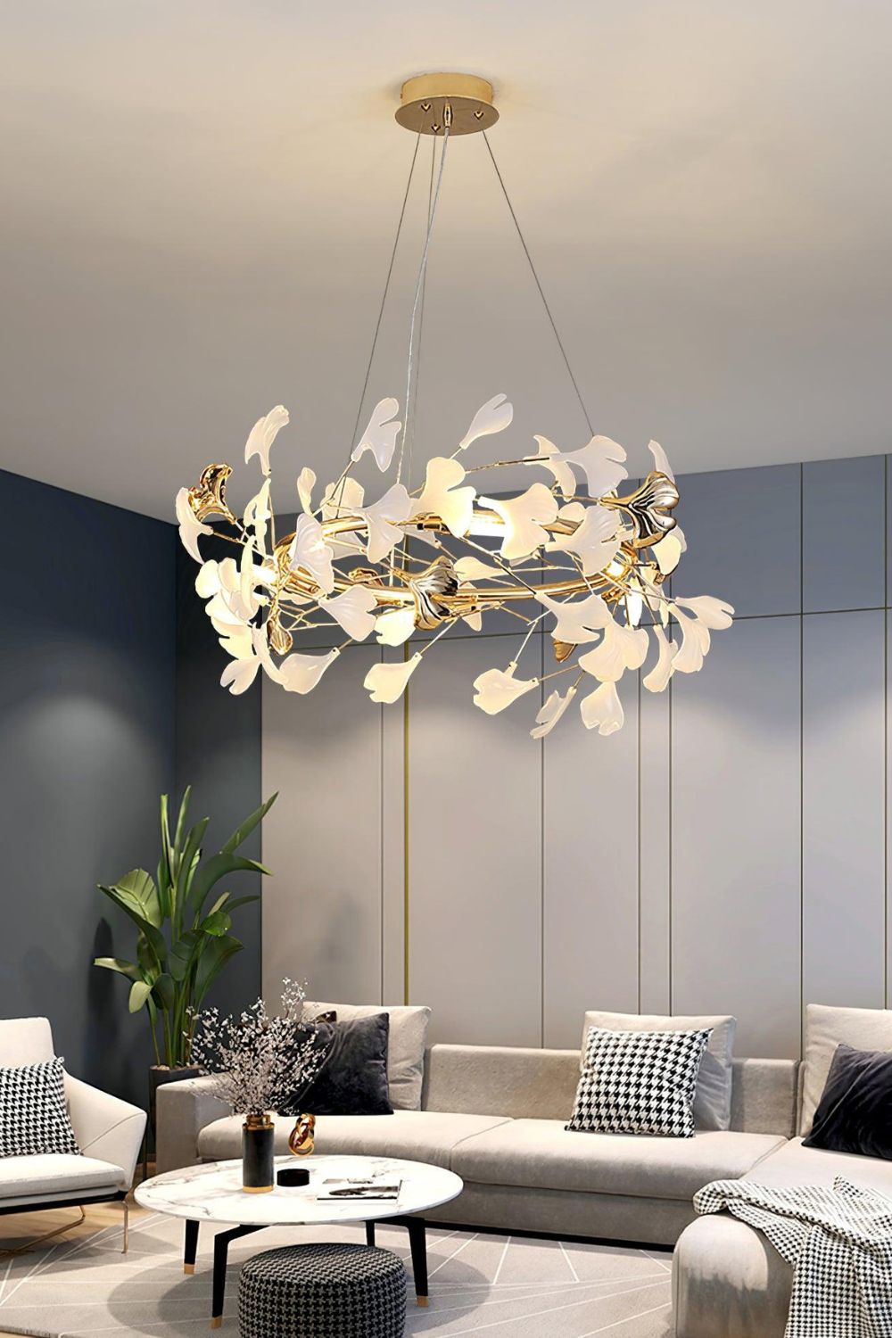 Cermaic Leaf Gingko Chandelier U