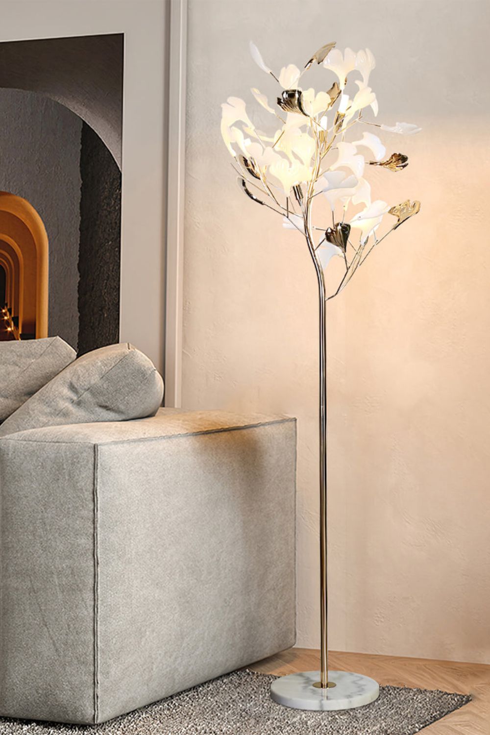 Cermaic Leaf Gingko Floor Lamp