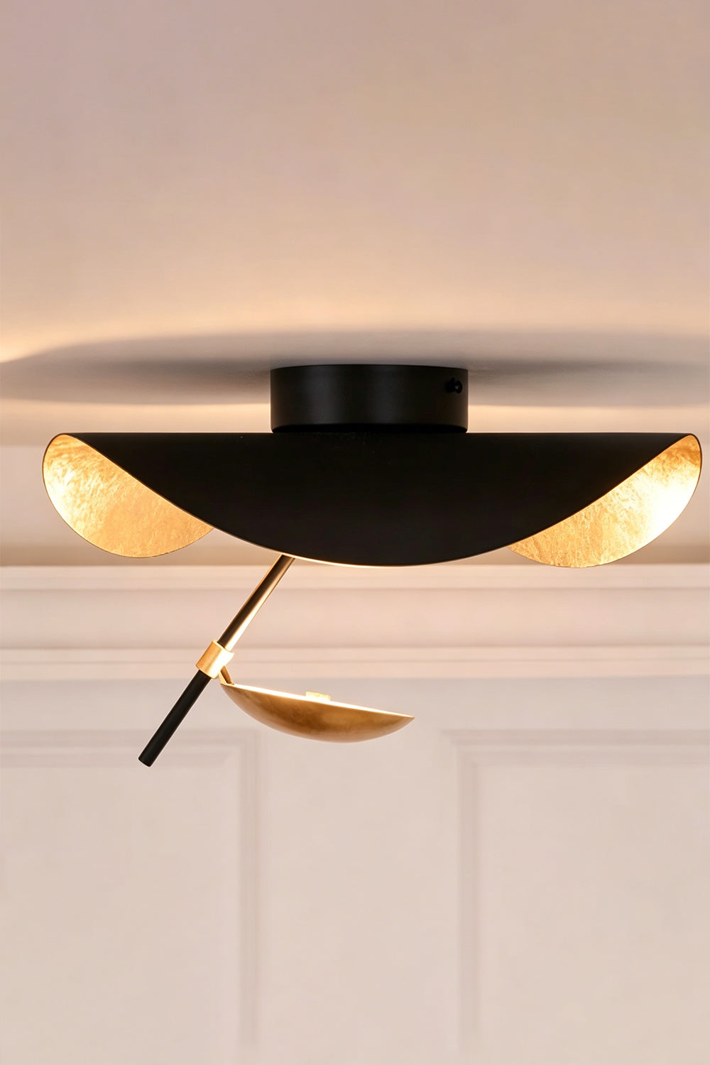 Gold-Tone Sculptural Ceiling Light