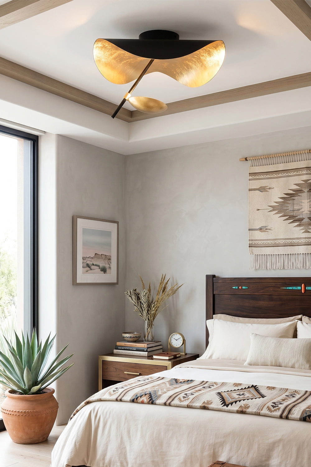 Gold-Tone Sculptural Ceiling Light