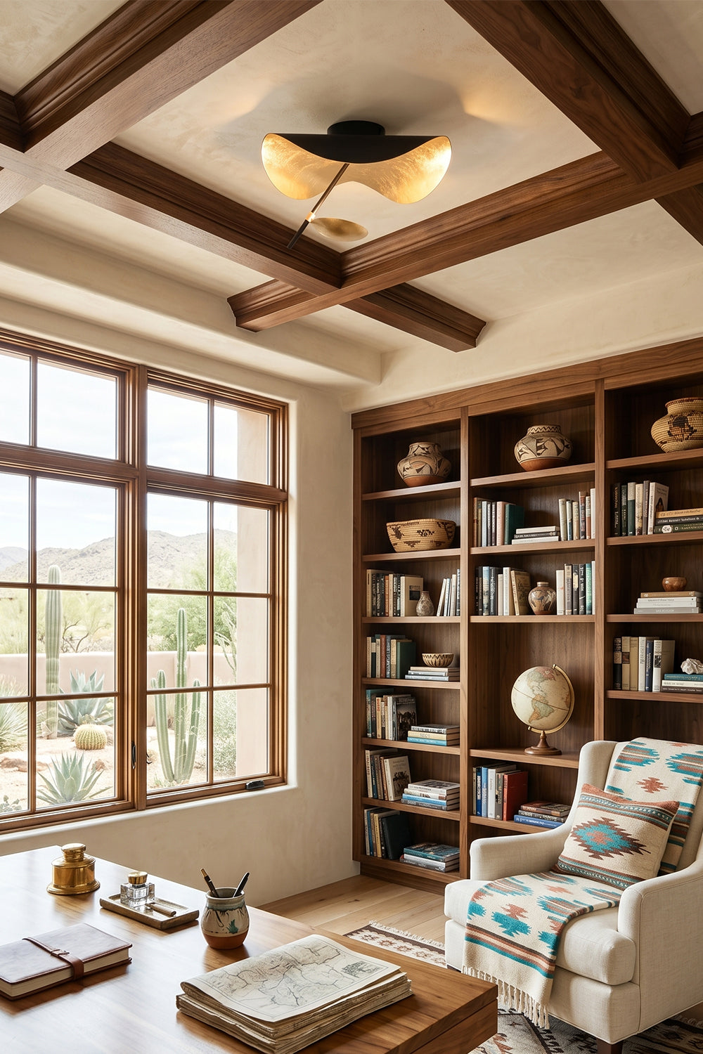 Gold-Tone Sculptural Ceiling Light