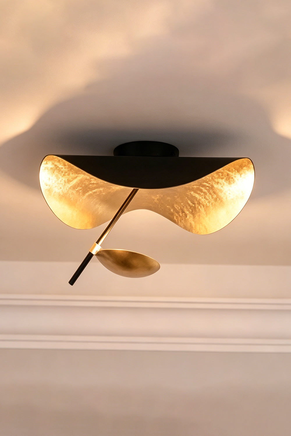 Gold-Tone Sculptural Ceiling Light
