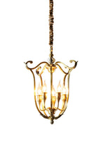 Golden Scroll-Lantern Chandelier