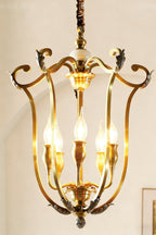 Golden Scroll-Lantern Chandelier