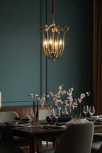 Golden Scroll-Lantern Chandelier