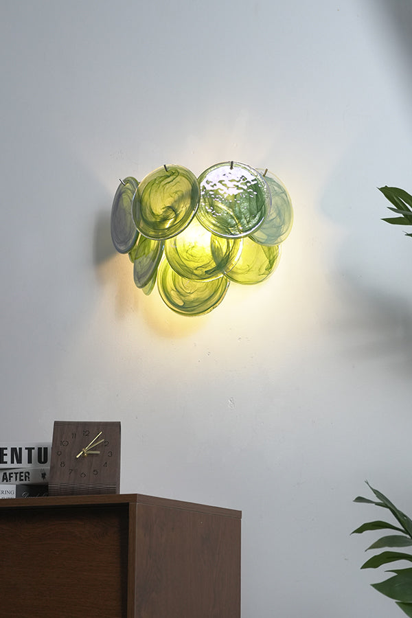 Green Art Glass Discs Wall Lamp