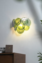 Green Art Glass Discs Wall Lamp