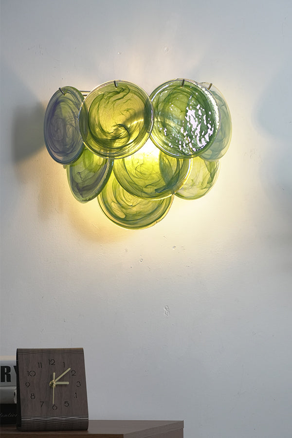 Green Art Glass Discs Wall Lamp