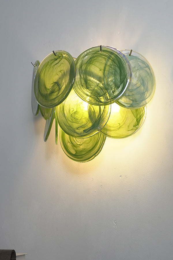 Green Art Glass Discs Wall Lamp