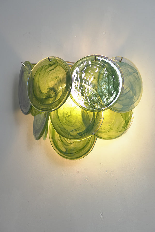 Green Art Glass Discs Wall Lamp