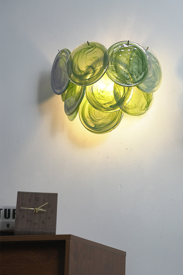 Green Art Glass Discs Wall Lamp