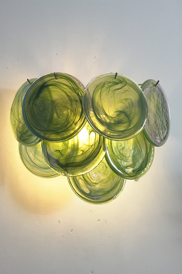 Green Art Glass Discs Wall Lamp