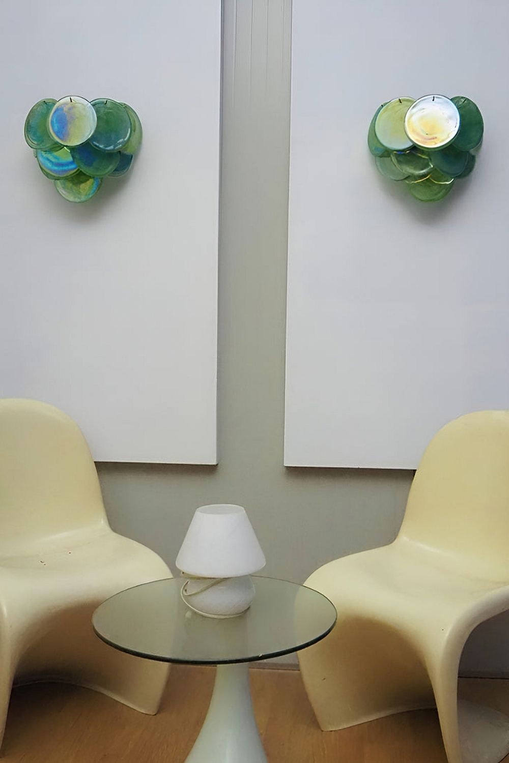 Green Art Glass Discs Wall Lamp