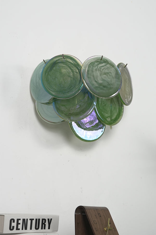 Green Art Glass Discs Wall Lamp