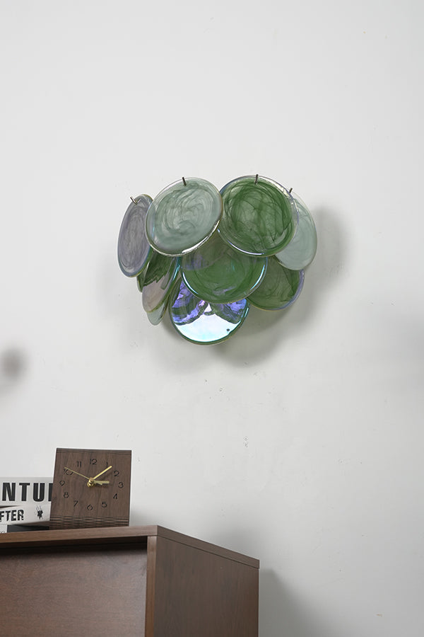 Green Art Glass Discs Wall Lamp