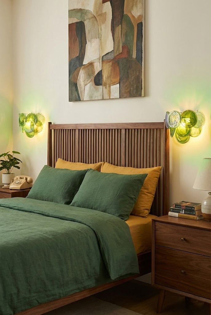 Green Art Glass Discs Wall Lamp