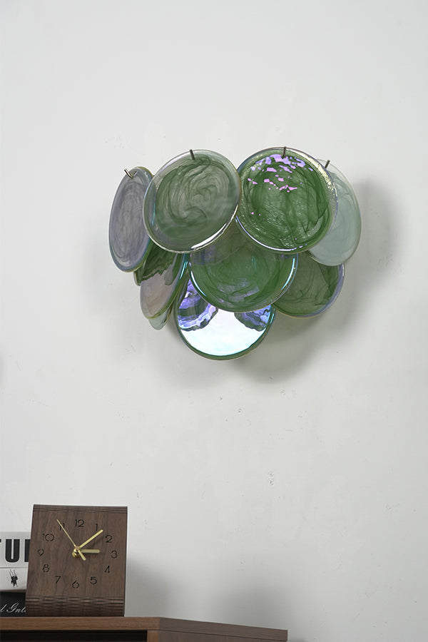 Green Art Glass Discs Wall Lamp