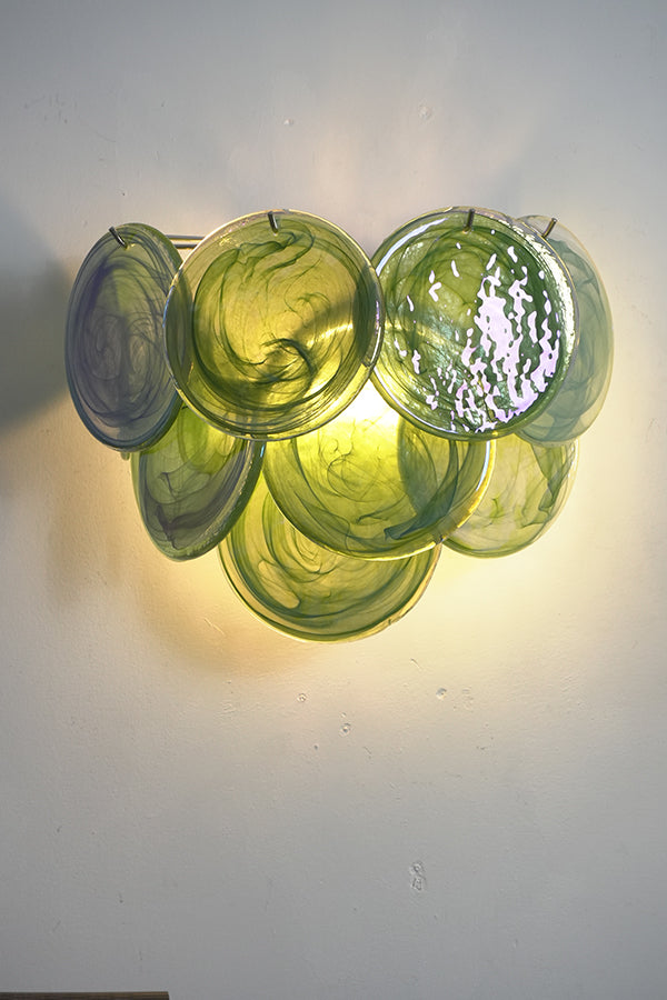 Green Art Glass Discs Wall Lamp