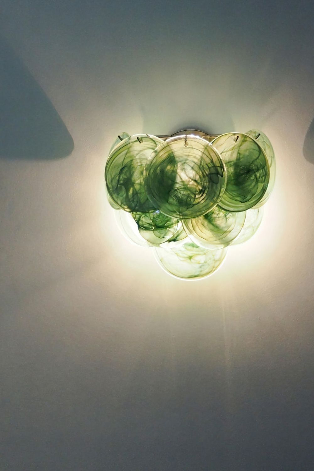 Green Art Glass Discs Wall Lamp