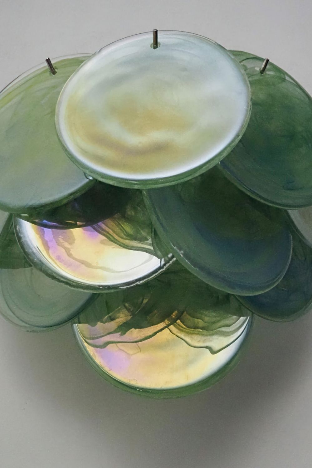 Green Art Glass Discs Wall Lamp