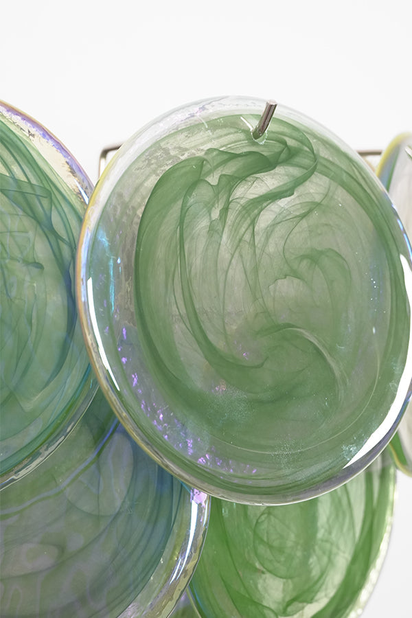 Green Art Glass Discs Wall Lamp