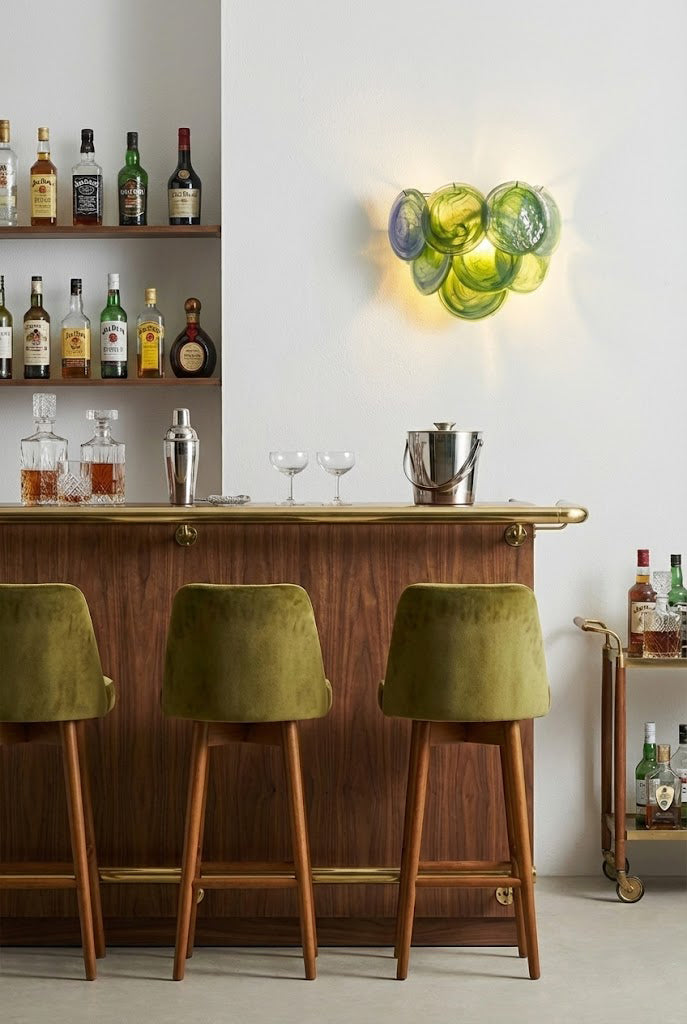 Green Art Glass Discs Wall Lamp