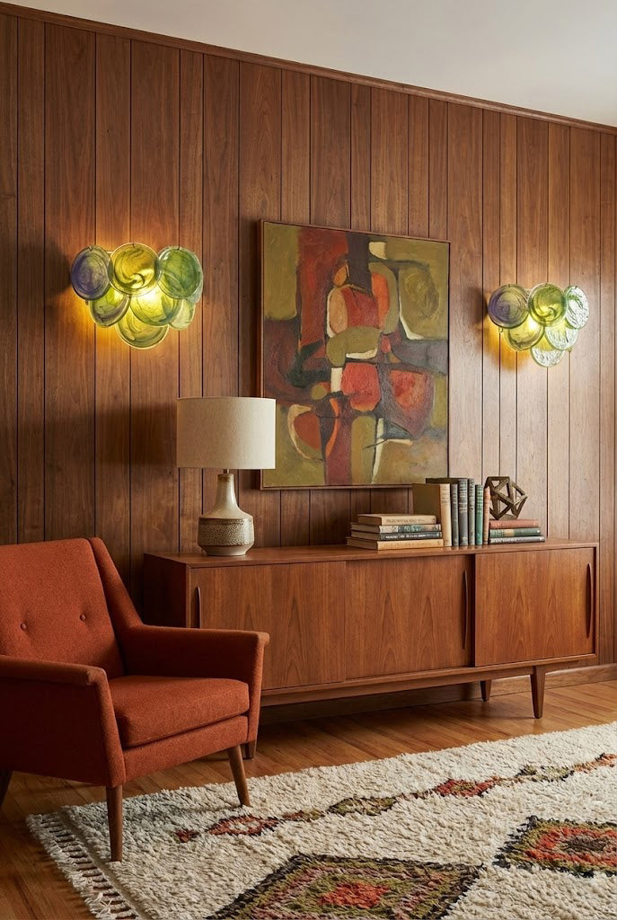 Green Art Glass Discs Wall Lamp