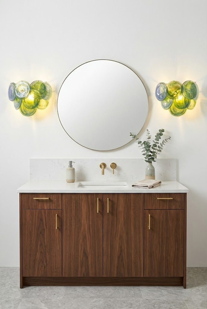Green Art Glass Discs Wall Lamp