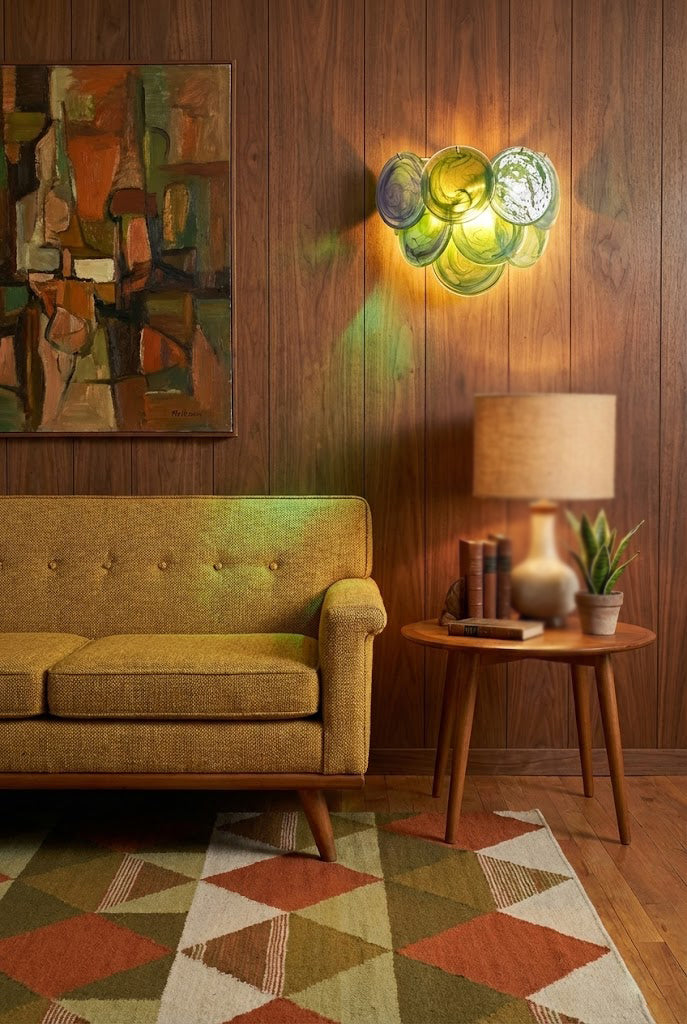 Green Art Glass Discs Wall Lamp