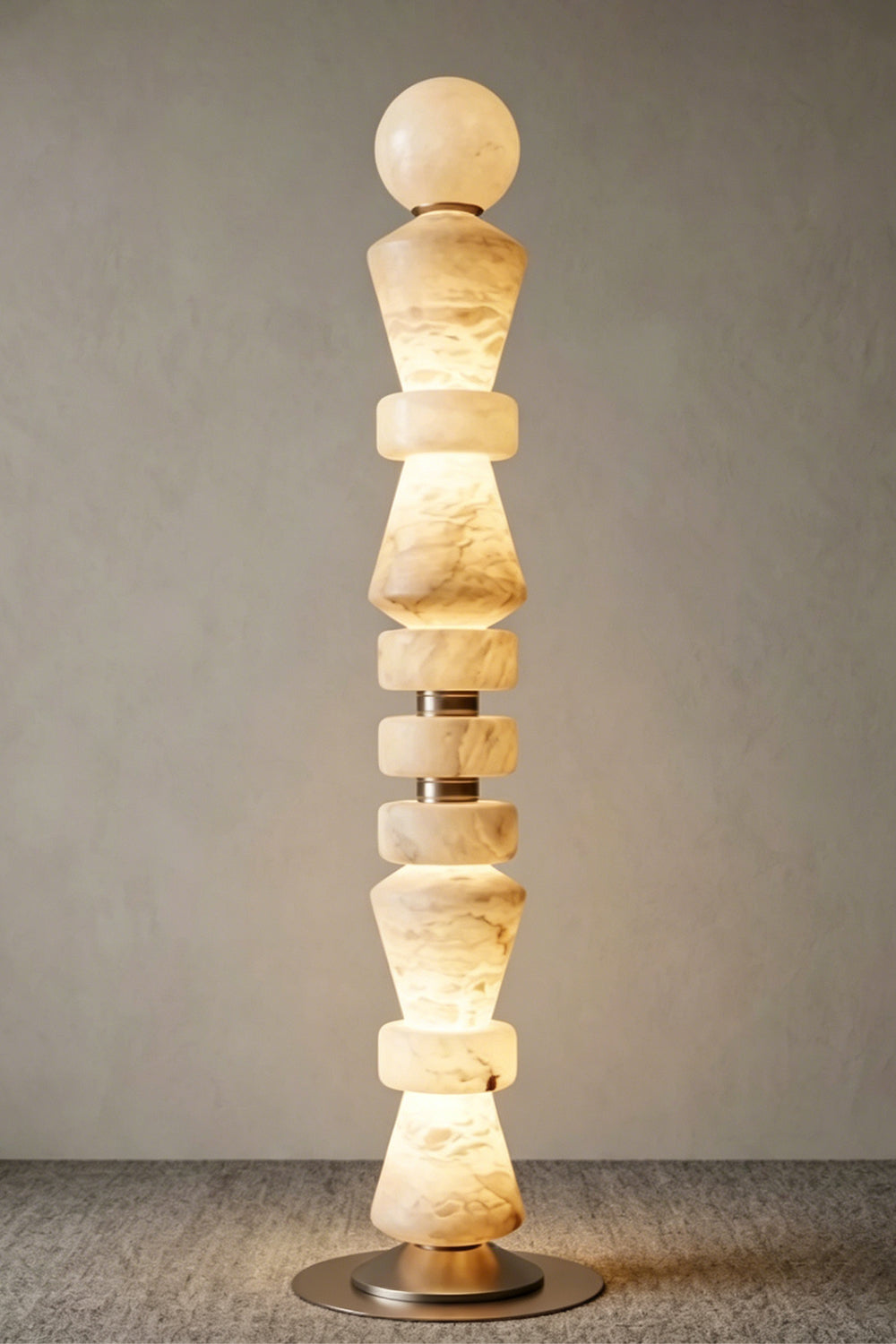 Horizon Obelisk Alabaster & Brass Floor Lamp