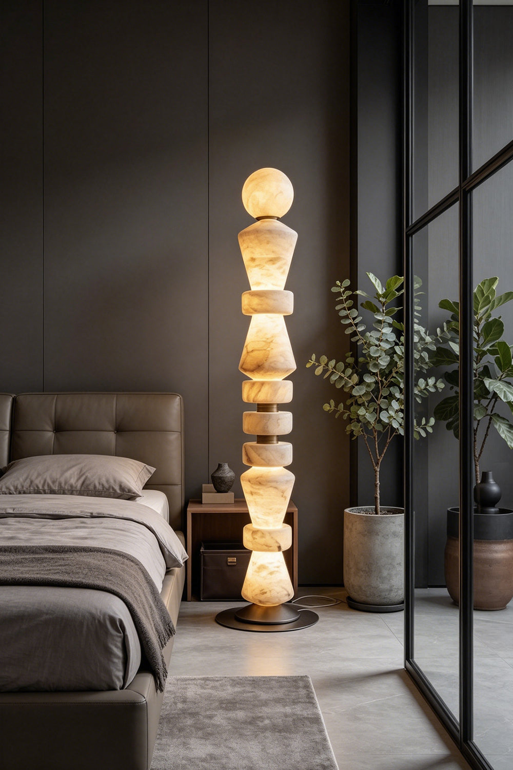 Horizon Obelisk Alabaster & Brass Floor Lamp