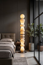 Horizon Obelisk Alabaster & Brass Floor Lamp