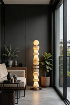 Horizon Obelisk Alabaster & Brass Floor Lamp