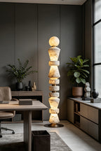 Horizon Obelisk Alabaster & Brass Floor Lamp