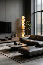 Horizon Obelisk Alabaster & Brass Floor Lamp