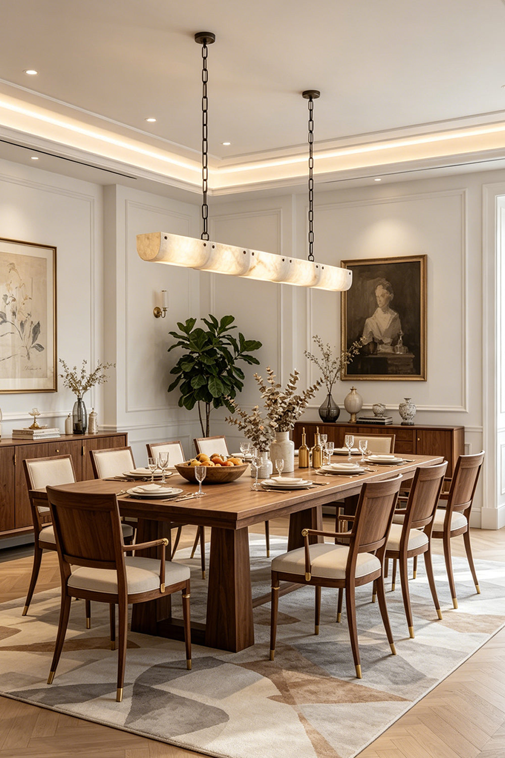 Imperial Strata Alabaster Linear Pendant Lamp
