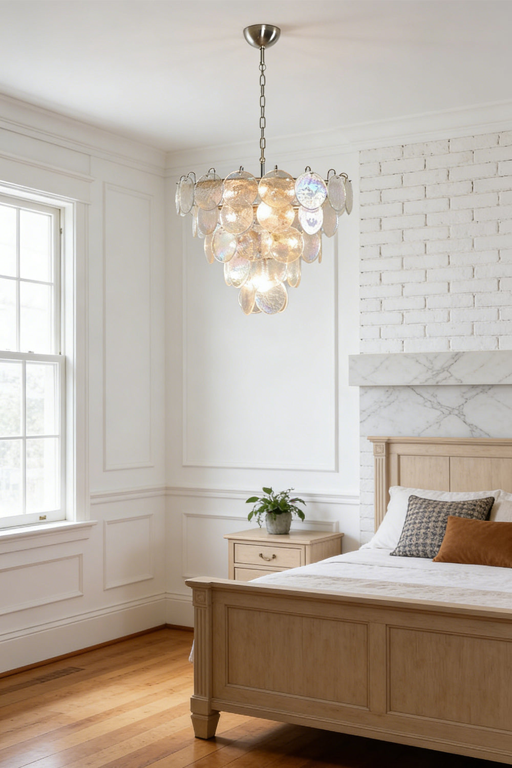 Iridescent Glass Disc Chandeliers