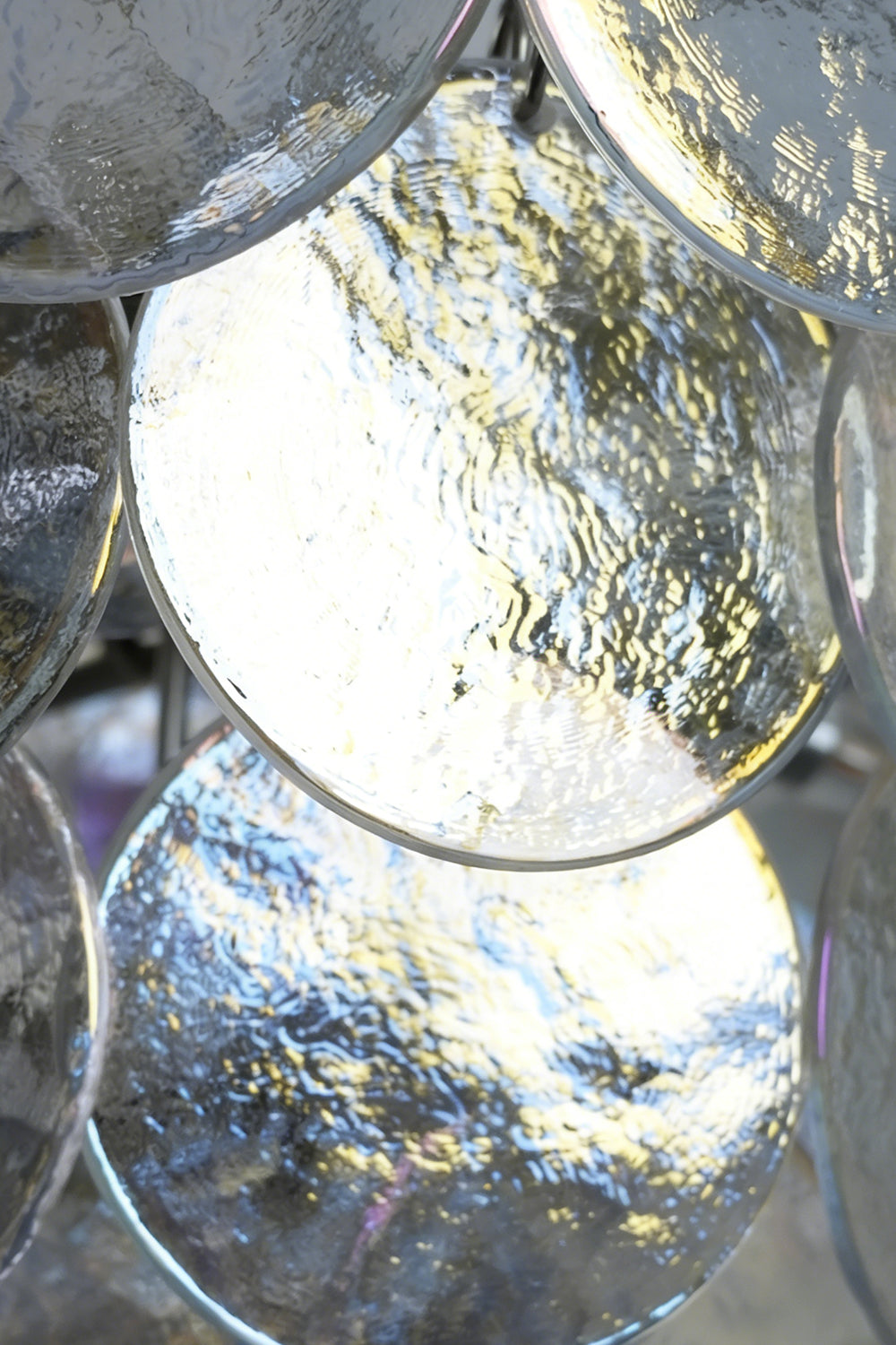 Iridescent Glass Disc Chandeliers