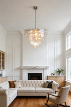 Iridescent Glass Disc Chandeliers