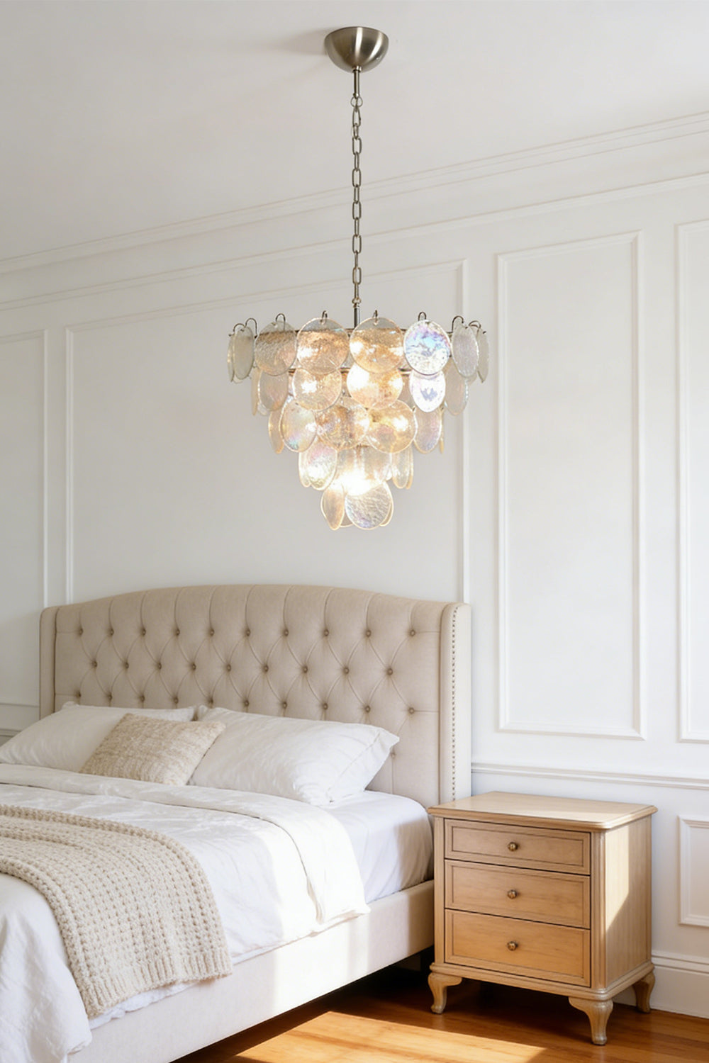 Iridescent Glass Disc Chandeliers