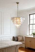 Iridescent Glass Disc Chandeliers