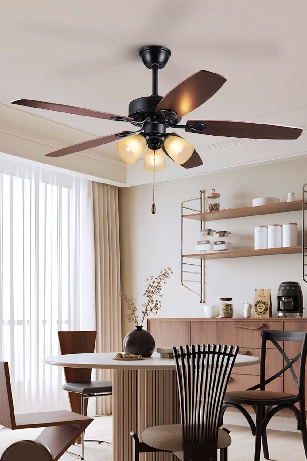 Leaf Cup Shaped Ceiling Fan Chandelier