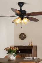 Leaf Cup Shaped Ceiling Fan Chandelier
