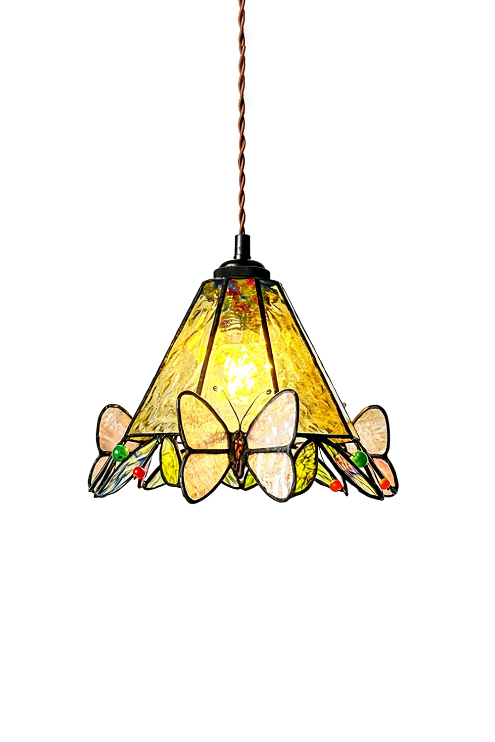 Mariposa Canopy Stained Glass Pendant Lamp