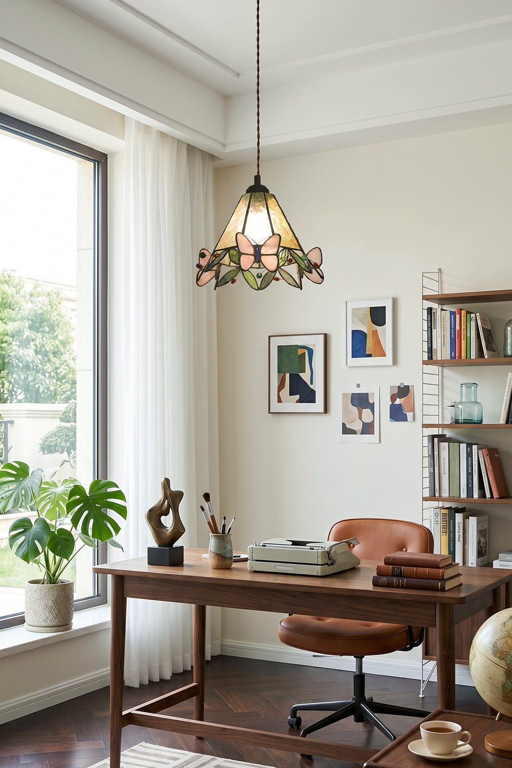 Mariposa Canopy Stained Glass Pendant Lamp